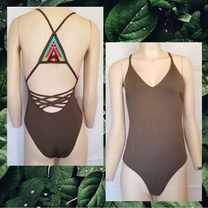 Olive Green One piece swimsuit
